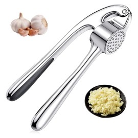 NEXROLA Zinc Alloy Garlic Press, Garlic Press with Easy to Use Handle, Garlic Cutter Dishwasher Safe, Kitchen Aid for Ginger and Garlic