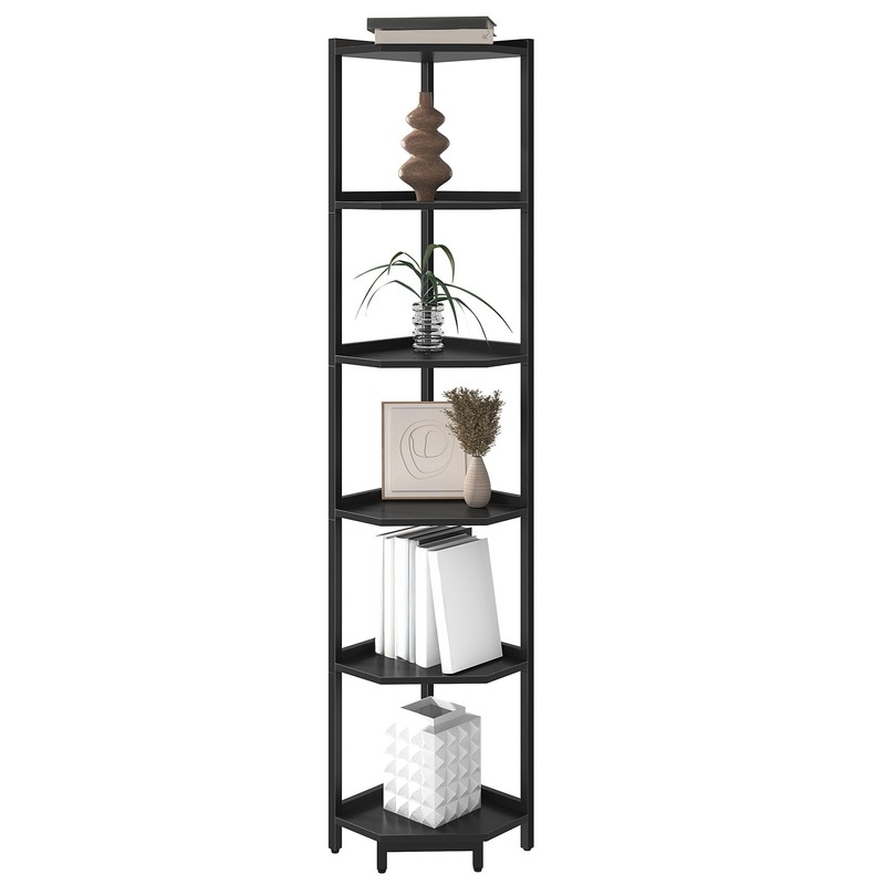 Hzuaneri Corner Shelf Stand, Corner Bookshelf, Storage Standing Shelf Unit