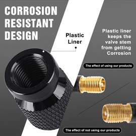 Tire Valve Stem Caps - (5 Pack) Aluminum Alloy Car Tire Caps, for Car Truck Motorcycle Bike. (Black)