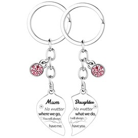 Nimteve 2 Pcs Mum Daughter Heart Matching Keychain Set Mum Gifts from Daughter Mum Daughter Keychain Mother's Day Gifts Christmas Birthday Gifts for Mum Daughter