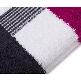 Gözze - New York Striped Bath Towel, Soft and Absorbent, 100% Cotton, 70 x 140 cm, Cyclam/White/Graphite