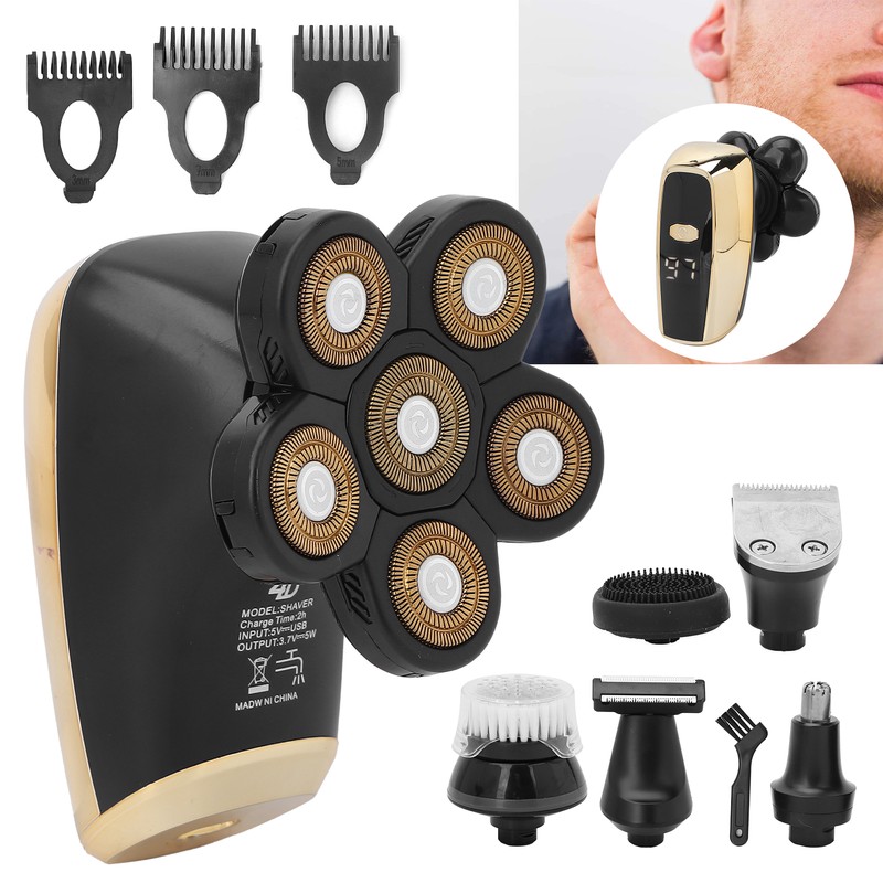 Electric Beard Shavers 6‑in‑1 Multifunctional Waterproof USB Rechargeable Electric Razors