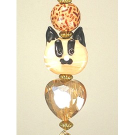 A Curious Cat and Heart Amber Lampwork Glass Light/Ceiling Fan Pull Chain