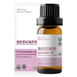 xencare Lavender USDA Organic Essential Oil | 100% Pure Natural Undiluted | Vegan Non-GMO Cruelty-Free | Premium Aromatherapy for Diffusers Baths & Topical Use (0.33 fl oz, 10ml)