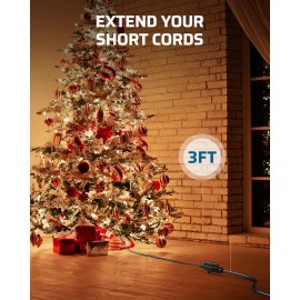 DEWENWILS 2 Pack 3ft Extension Cord 14/3 SJTW 3 Prong Heavy Duty Power Cord