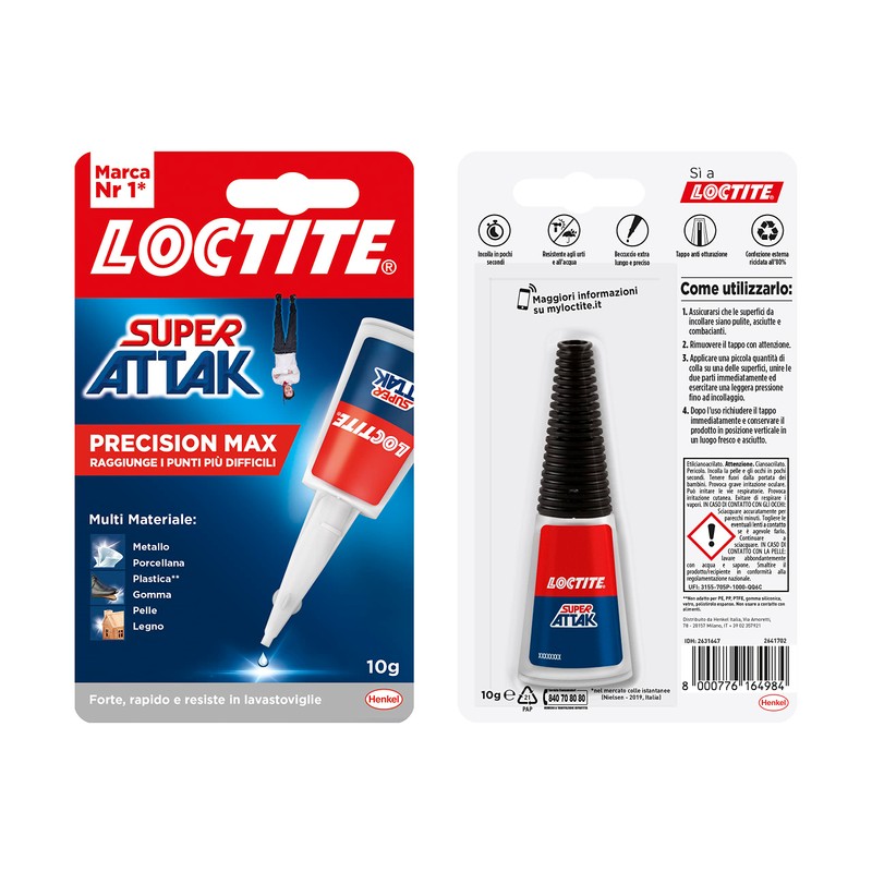 Loctite Super Attak Precision Max, Colla liquida trasparente con beccuccio