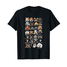 ABC Dog Breeds Identification A-Z Types of Dogs Canine T-Shirt for Men Women Kids
