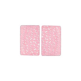 Live2Garden 2 Pink Cobblestone Embossed Bathroom Bath Mats, Memory Foam Rapid Water Absorbent Pad, Non-Slip Washable Mats