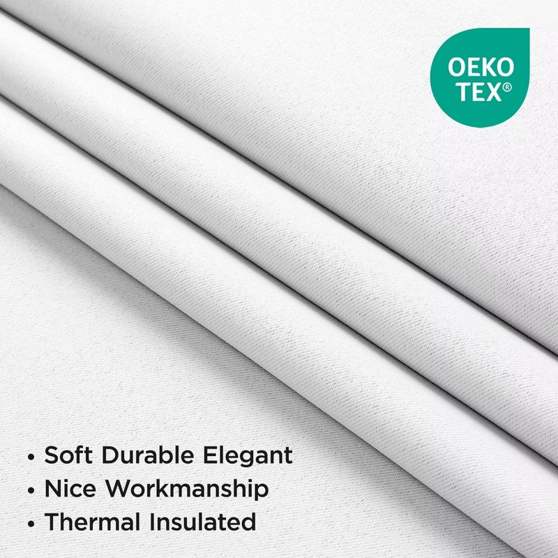 Joydeco 90 Inch 60% Blackout White Curtains 2 Panels, Elegant