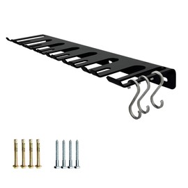 25''.2-Tier Black Barbell Wall Rack + Dual-Mounted Vertical Olympic Barbell Wall Rack .（holds7.3 Hooks）. dumbbell rack.Concrete/Wood Screws.(not for 16-inch center walls)