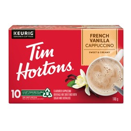 Tim Hortons French Vanilla Cappuccino Flavoured Coffee, Single Serve Keurig K-Cup Pods, 60 Count