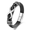 REchoLI Infinity Bracelet for Men,Stainless Steel Silver Men Infinity Leather