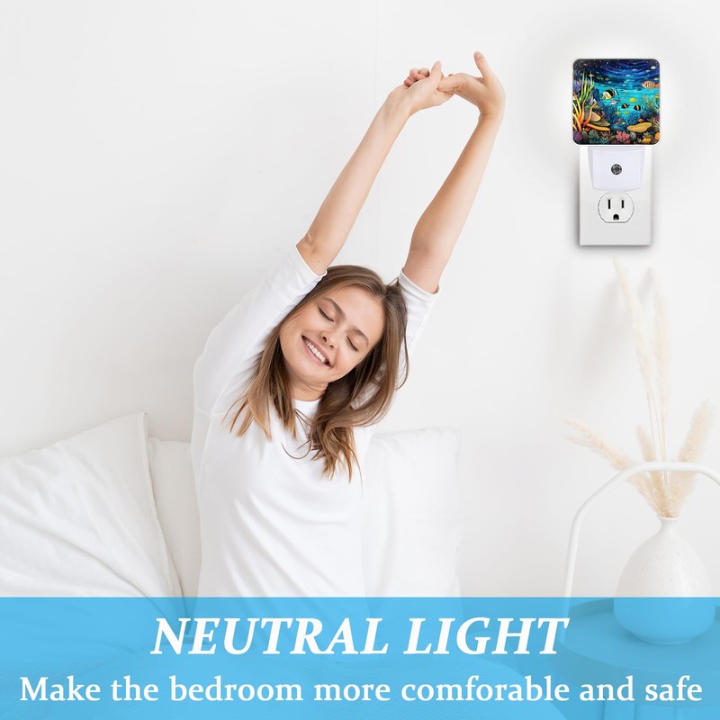 SLHFDKL Underwater World Fish Night Light, Plug-into Wall Sea Ocean