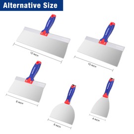 WORKPRO Drywall Knife Set, Stainless Steel Taping Knife Putty Knife with 4", 6'', 8'', 10'', 12'' Blades and Alloy Metal Hammer End, Spackle Tools for Drywall Repairing and Finishing(5 PCS)