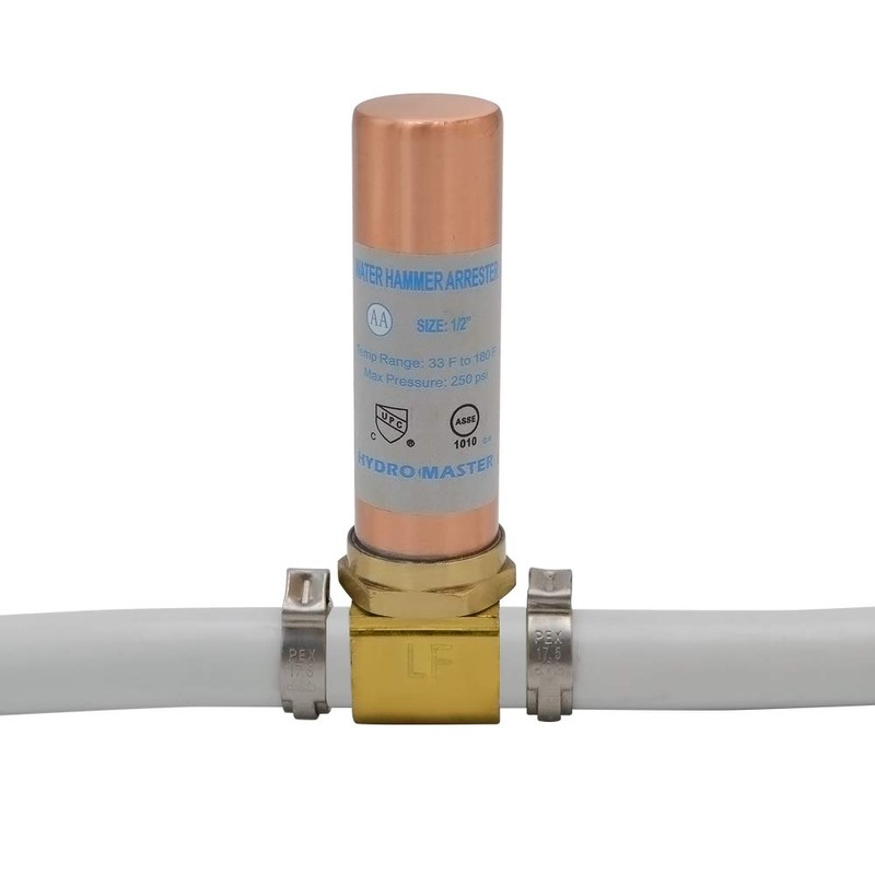 HYDRO MASTER Tee Water Hammer Arrestor，Clean Brass,1/2" Pex x 1/2"