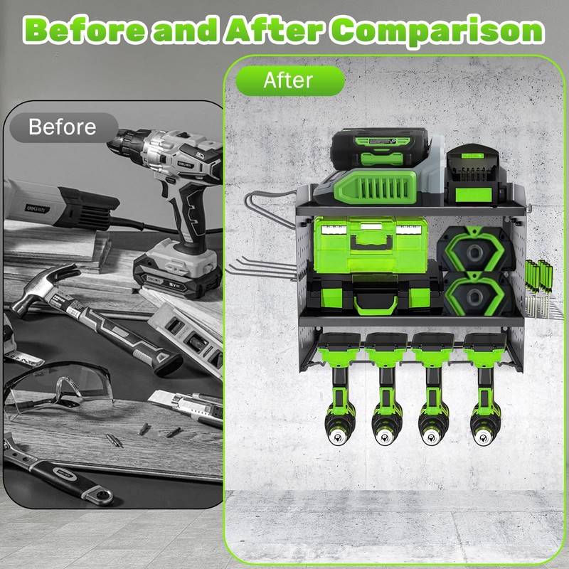 Nathdy Adjustable Wall Mount Rack for Leaf Blower & Weed