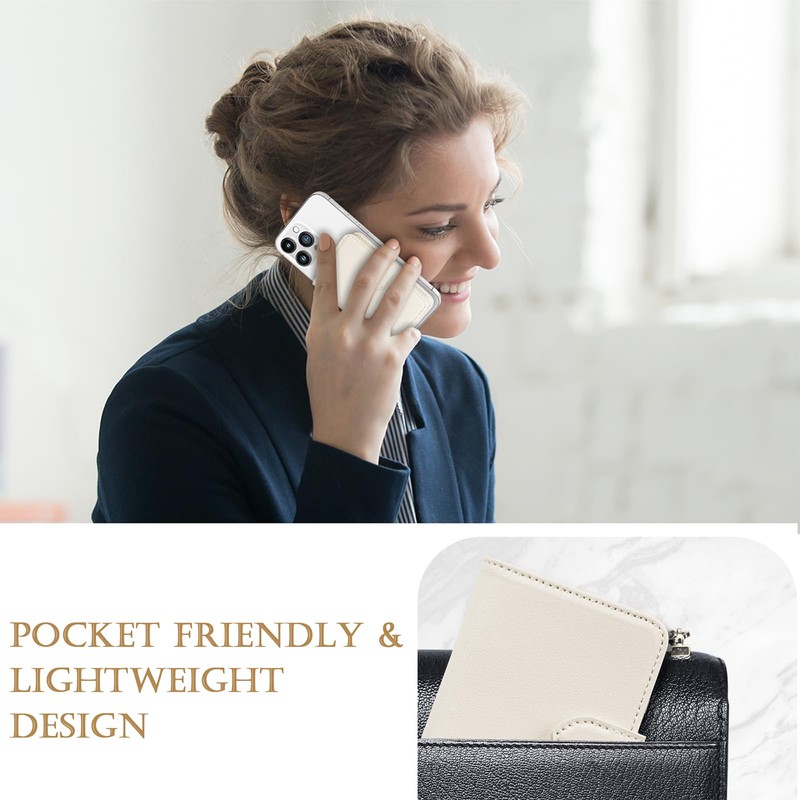 LOHASIC Leather Wallet Card Holder Compatible with MagSafe, Beige, Classic