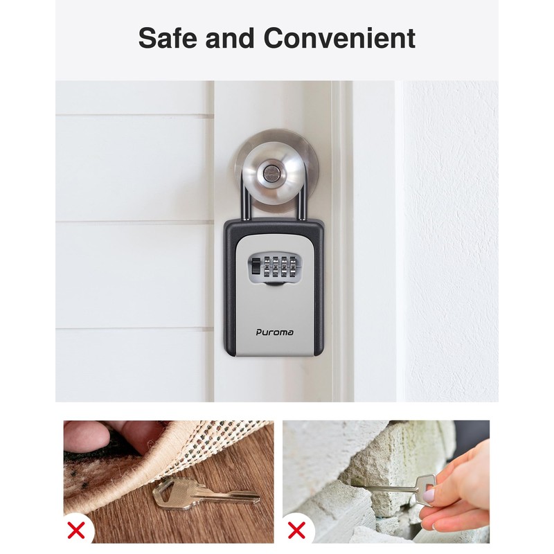 Puroma Lock Box, Large Key Lock Box Resettable Combination Code