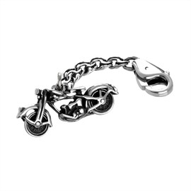 NKlaus 925 Sterling Silver Keyring on Byzantine Chain 4 cm Motorcycle Bike Chopper 8032, silver