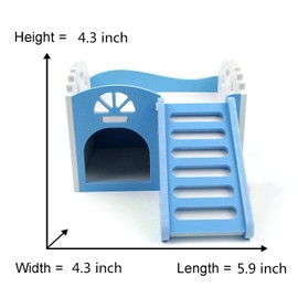 Litewoo Colorful Hamster House, Wooden Cute Hut with Ladder Platform for Hamster Gerbil Mouse Rat Reptile