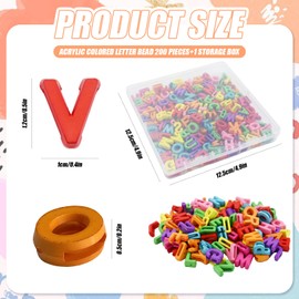 200pcs Large Alphabet Letter Beads, A-Z Plastic Loose Beads with Storage Box, for Jewelry Making, Bracelets, Necklaces, Keychains (Classic Solid Colors)