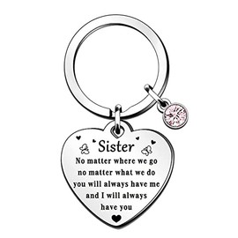 Sister Birthday Gifts Keychain - No Matter Where We Go, No Matter What We Do - Keyring for Unbiological Sisters, Besties - Xmas Gift Key Chains