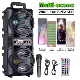 Dazone 3000W Portable Party Bluetooth speaker Dual 6.5" Loud Speaker Rechargeable FM