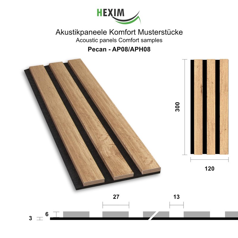 HEXIM Acoustic Panels Sample Piece - Flexible Slat Wall Wood