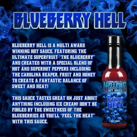Hellfire Blueberry Hell Hot Sauce with Carolina Reaper Peppers, Gourmet, Award-Winning Fruit-Based Hot Sauce, 5 oz.