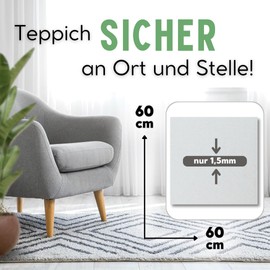 flex it Classic Slim 60 x 60 cm Non-Slip Mat for Carpet Without Plasticisers - Thin Carpet Underlay Non-Slip Small and Ideal for Doormat Door Mat Foot Scraper Shoe Mat