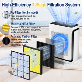 GRN FIL Upgraded Vital 200S Replacement Filter 2 Pack, H13 True HEPA + Activated Carbon, Compatible with Vital 200S & 200S-P Air Purifier, Easy Install, Long Lasting 200S Filter (Yellow)