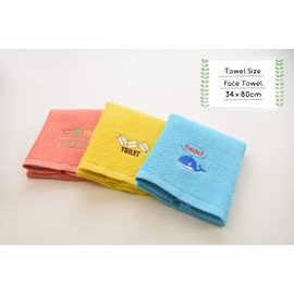 kosugizen SV-241-3 Home Life Face Towel (Toilet) 13.4 x 31.5 inches (34 x 80 cm), Set of 3 Patterns, 3 Colors