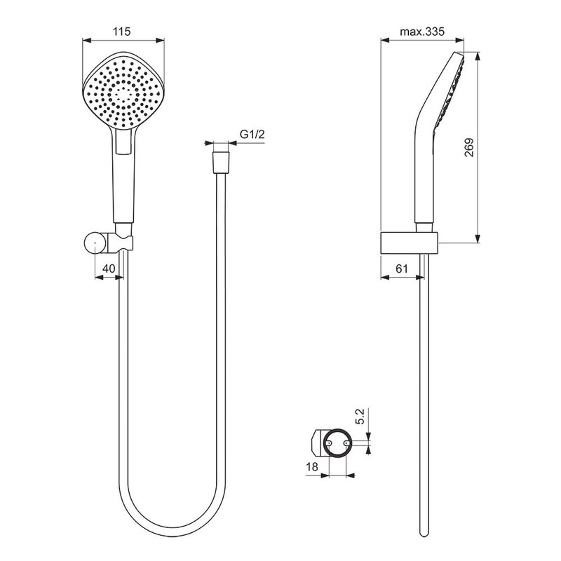 Ideal Standard Idealrain Evo B2405AA Hand Shower Set Surface-Mounted Chrome