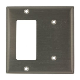 Leviton S1426-N 2-Gang 1-Blank 1-DECORA (R) Brand (R)/GFCI Device Combination Wallplate, Stainless Steel