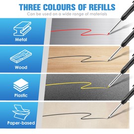 Penriter Carpenters Pencil with 6 Pencil Refills(Black, Yellow, Red), 45mm Long Nose Deep Hole Mechanical Pencil Marker with Built in Sharpener Tracer Marking Tools for Architect Designers Builder