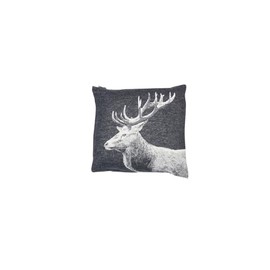 David Fussenegger - Cushion cover - Silvretta - deer - anthracite - 85% cotton, 8% viscose, 7% polyacrylic - 50/50