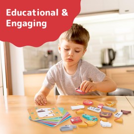 Prextex Chunky Puzzle for Toddlers – 6pc Zoo Animals and Cognitive Cards - Helps Boost Fine Motor Skills Development, Hand-Eye Coordination - Montessori Toddler Chunky Puzzles