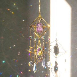 NMEINV Crystal Suncatcher for Windows Hanging, Rose Quartz Sun Catcher with Chain Pendant Crystal Balls for Indoor Garden Home Party Wedding Decoration,Gift for Women Christmas Birthday Valentine