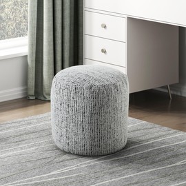 TREATLIFE HOME Cylindrical Pouf - Chenille Fabric Upholstery, Modern Ottoman, Non-Slip Floor Pouf, Perfect Footstool for Any Room