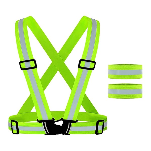 ZMREN Reflective Vest, Reflective Safety Vest + Reflective Armbands, High