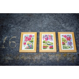 Vervaco Counted Cross Stitch Gard Kit Miniature in My Garden Set of 3, in My Garden (18 Count) 3/Pkg, ca. 8 x 12 cm/3.2 x 4.8 inches