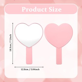 Shimmeroo Heart Shaped Small Handheld Mirror,Handheld Eyelash Mirror Cosmetic Hand Mirrors with Handle for Portable Travel for Women Girls(Pink)