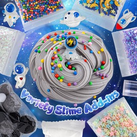 Astronaut Galaxy Slime for Kids, Big Slime Bucket with Clay, Glow in The Dark Slimes Kit for Girls & Boys Ages 8-12, Slimes Party Favors Birthday Easter Hallowmas Gift, Sensory Experience DIY Toys