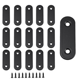AUXBC 16Pcs Stainless Steel Straight Brace 2”x0.63”, Flat Metal Straight Support, Repair Fixed Bracket Connector, Furniture Repair Fixing Joint with Screw, Black