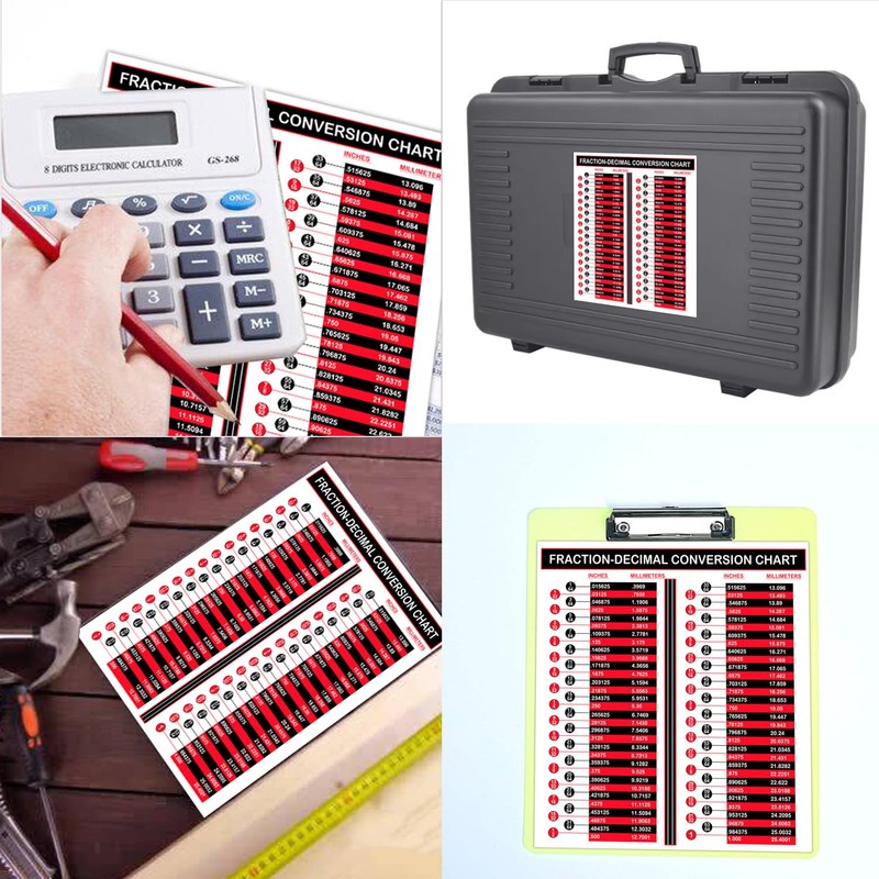 Fraction and Decimal to Metric Conversion Chart Sticker 8" x