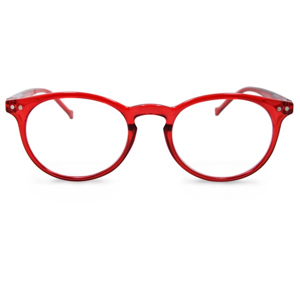 In Style Eyes Lectores flexibles, marcos ligeros redondos clásicos, Rojo (Shiny Red),