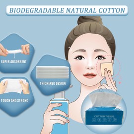 Pekrido 60 Stück Gesichtsreinigungstücher, abbaubare Einweg Hautpflegetücher, tiefenreinigende Einweg-Gesichtstücher, fusselfreies Vliesstoffgewebe für empfindliche Haut, Make-up-Entferner und Babys