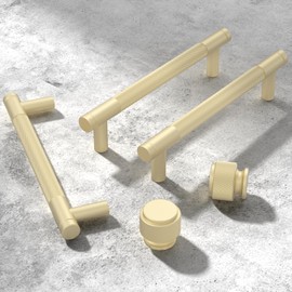 Cosycove 10 Pack Brushed Gold Knurled Kitchen Cabinet Knobs, Cupboard Handles Kitchen Cabinet Hardware for Bathroom Cupboard Drawer Knobs Dresser Knobs