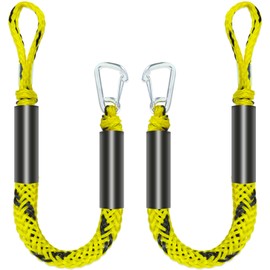 3 Feet Bungee Dock Line Boat Ropes for Docking Line Mooring Rope with Stainless Steel Clip Accessories for Boats 2pcs (Yellow&Black, 3 Feet)