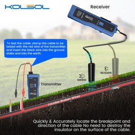 KOLSOL Underground Wire Locator, Cable Tester F02 Pro for Locate Wires, Locate Control Wires Cables Pet Fence Wires, up to 3 Feet Deep 1640 Feet Length, Equiped with Rechargeable 1100mAh Battery